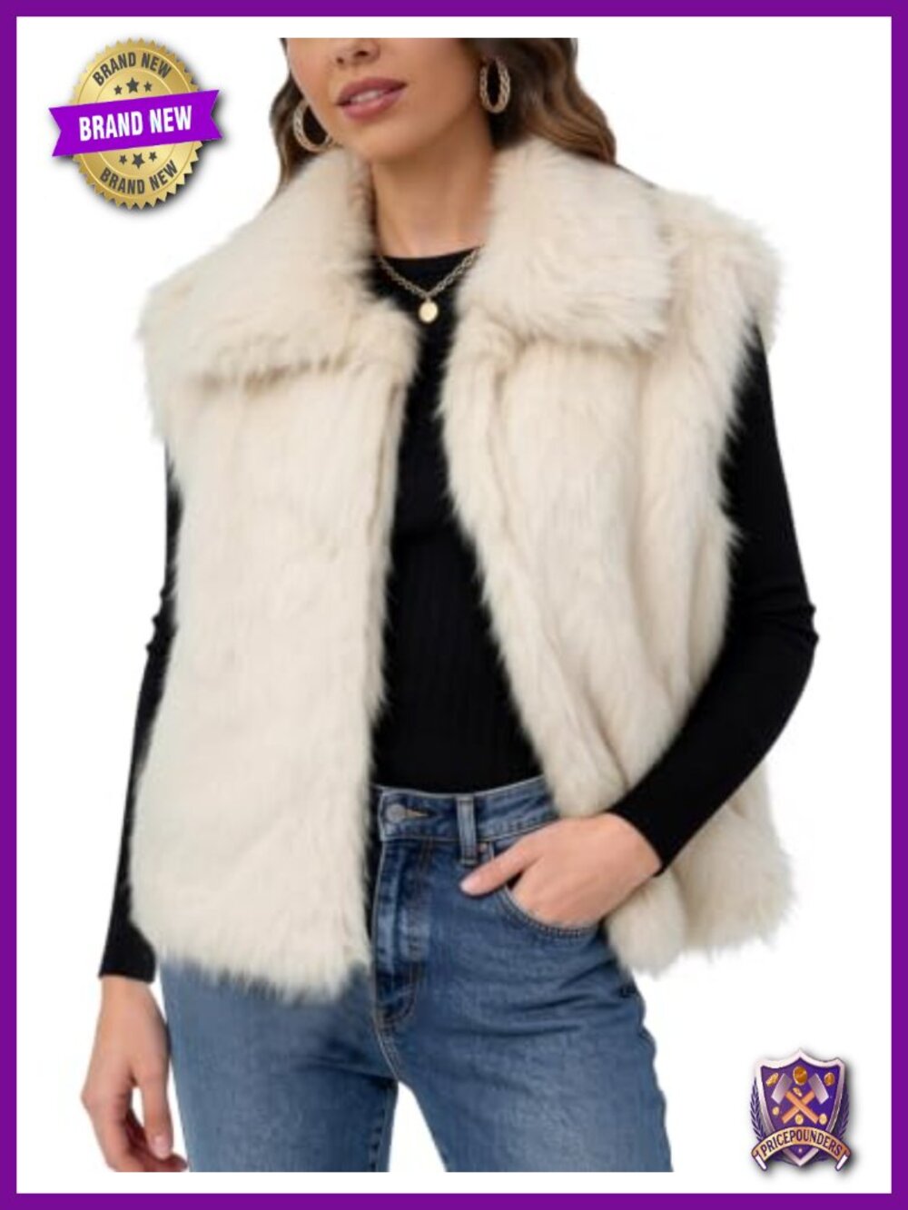 Faux Fur Vest Sleeveless Fuzzy Crop Jacket Furry Outerwear